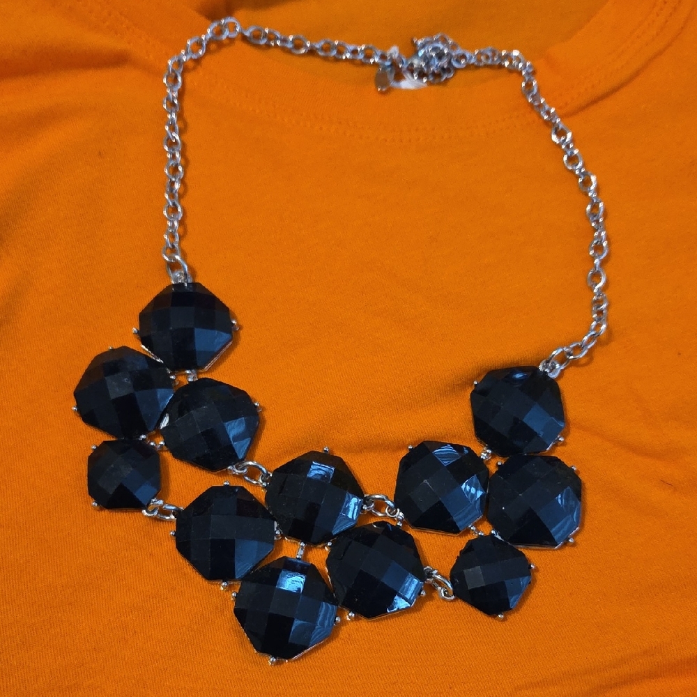 Elegant Black and Silver Statement Necklace